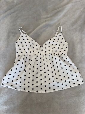 Women’s White Polka Dot Spaghetti Strap Tank Top